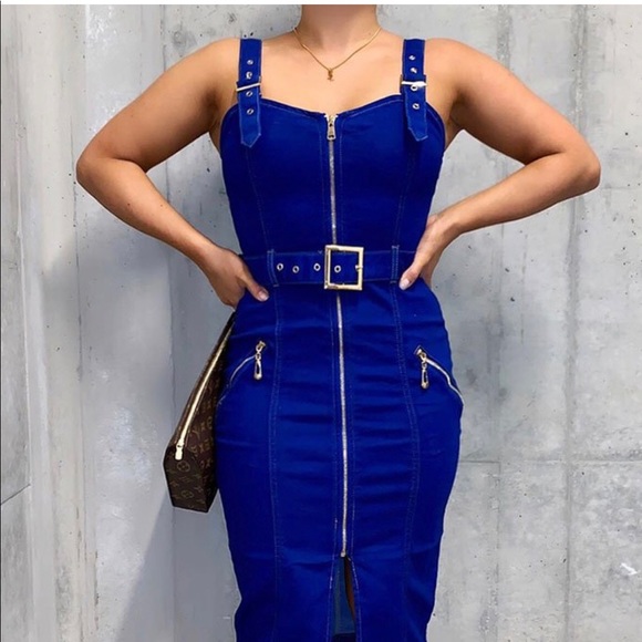 Denim zip up jeans dress - Picture 2 of 8